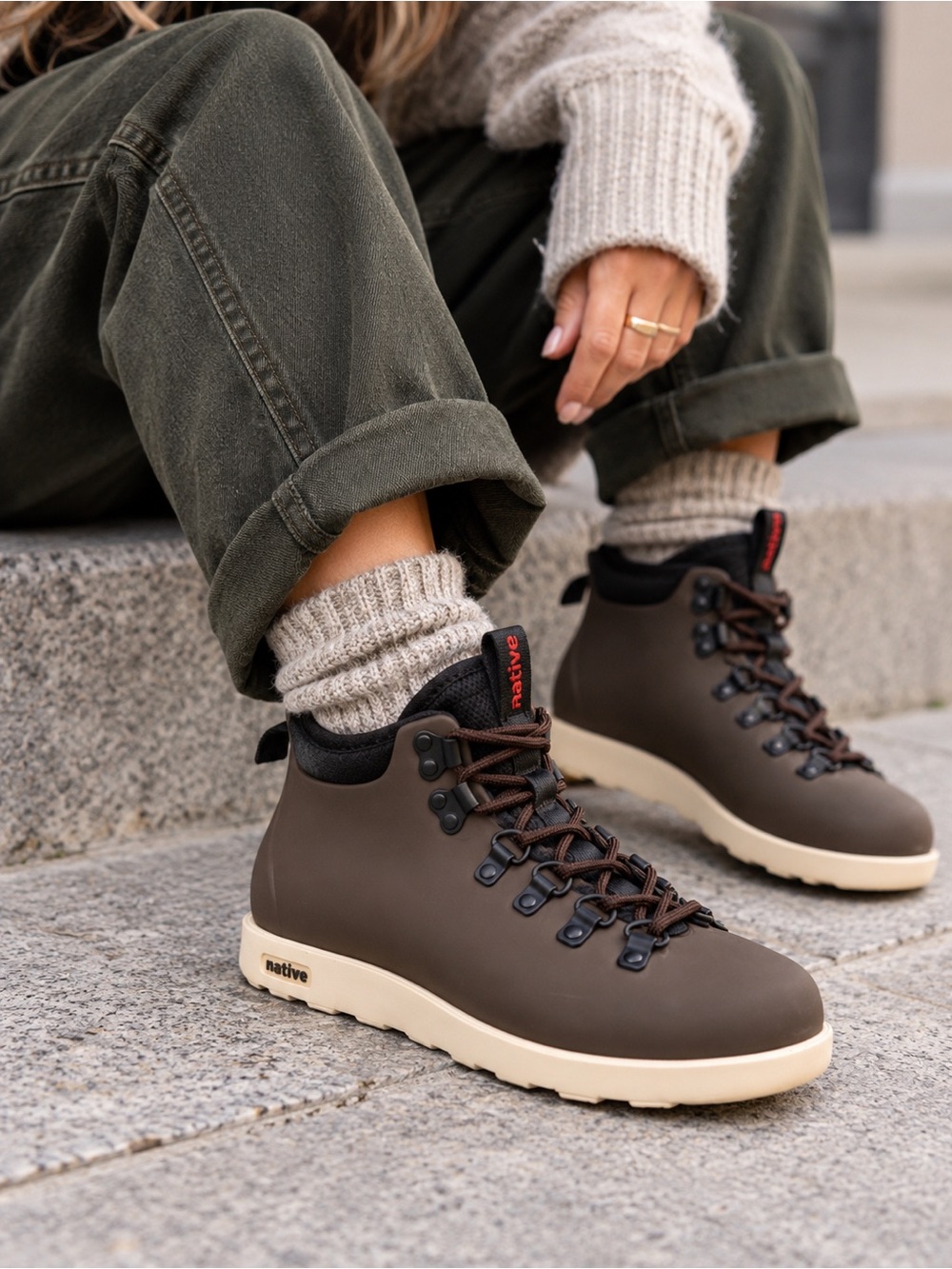 Native Fitzsimmons Citylite Waterproof Hiking Boots Brown US 6